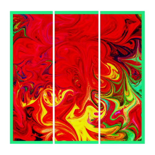 Energetic Color Burst Pattern Triptych