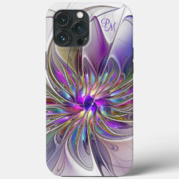 Energetic Colorful Abstract Art Flower Initials iPhone 13 Pro Max Case