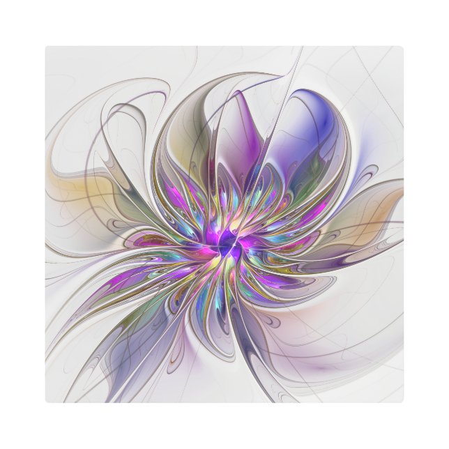 Energetic, Colorful Abstract Fractal Art Flower (Front)