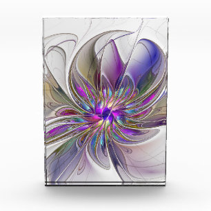 Energetic, Colorful Abstract Fractal Art Flower Acrylic Award