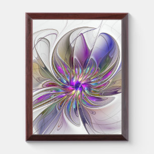 Energetic, Colorful Abstract Fractal Art Flower Award Plaque