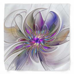 Energetic, Colorful Abstract Fractal Art Flower Bandana