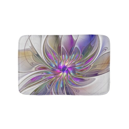 Energetic Colorful Abstract Fractal Art Flower Bath Mat