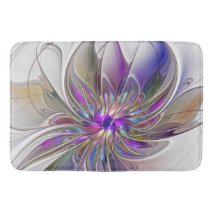 Energetic, Colorful Abstract Fractal Art Flower Bath Mat