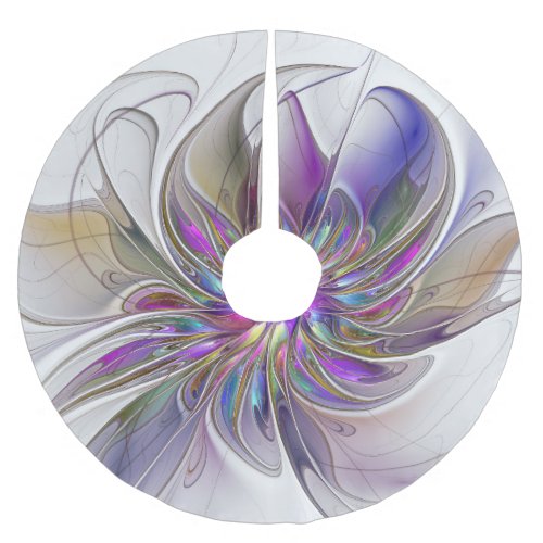 Energetic Colorful Abstract Fractal Art Flower Brushed Polyester Tree Skirt