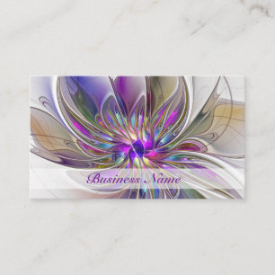 Energetic, Colorful Abstract Fractal Art Flower Business Card