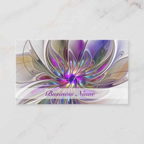 Energetic Colorful Abstract Fractal Art Flower Business Card