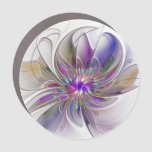 Energetic, Colorful Abstract Fractal Art Flower Car Magnet at Zazzle