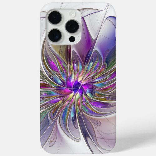 Energetic Colorful Abstract Fractal Art Flower iPhone 15 Pro Max Case