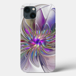 Energetic, Colorful Abstract Fractal Art Flower iPhone 13 Case