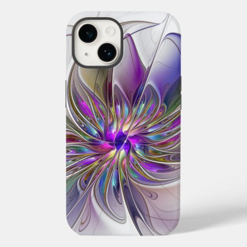 Energetic Colorful Abstract Fractal Art Flower Case_Mate iPhone 14 Case