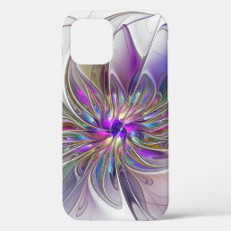 Energetic, Colorful Abstract Fractal Art Flower iPhone 12 Pro Case