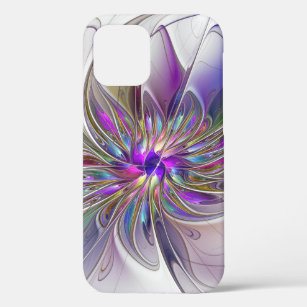 Energetic, Colorful Abstract Fractal Art Flower iPhone 12 Case