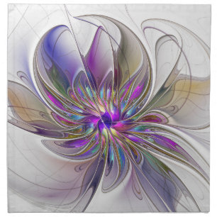 Energetic, Colorful Abstract Fractal Art Flower Cloth Napkin