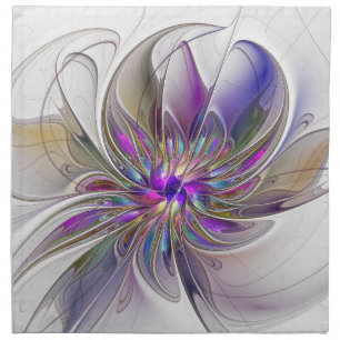 Energetic, Colorful Abstract Fractal Art Flower Cloth Napkin