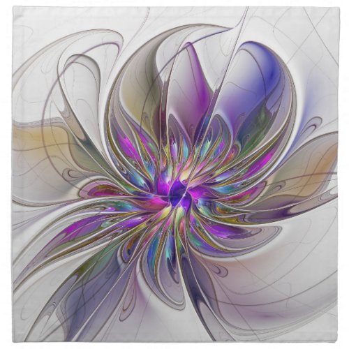 Energetic Colorful Abstract Fractal Art Flower Cloth Napkin