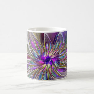 Energetic, Colorful Abstract Fractal Art Flower Coffee Mug