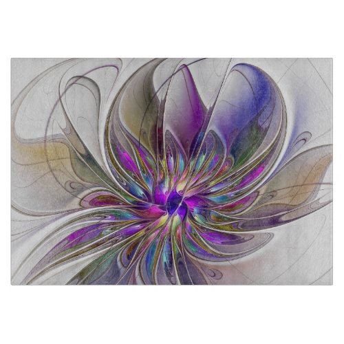 Energetic Colorful Abstract Fractal Art Flower Cutting Board