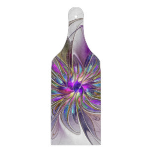 Energetic, Colorful Abstract Fractal Art Flower Cutting Board