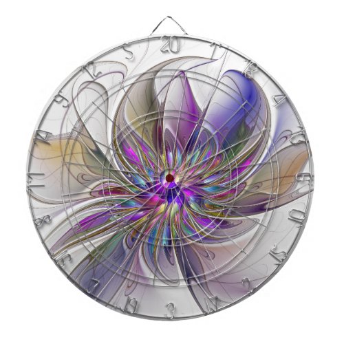 Energetic Colorful Abstract Fractal Art Flower Dart Board