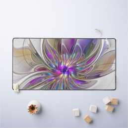 Energetic, Colorful Abstract Fractal Art Flower Desk Mat