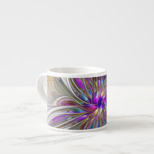 Energetic, Colorful Abstract Fractal Art Flower Espresso Cup