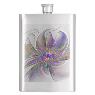 Energetic, Colorful Abstract Fractal Art Flower Flask