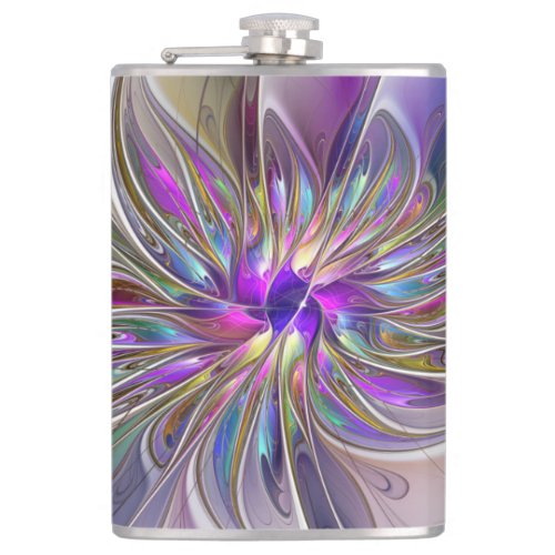 Energetic Colorful Abstract Fractal Art Flower Flask