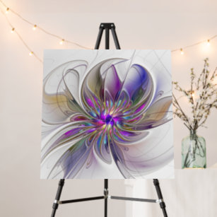 Energetic, Colorful Abstract Fractal Art Flower Foam Board