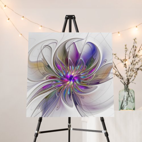 Energetic Colorful Abstract Fractal Art Flower Foam Board