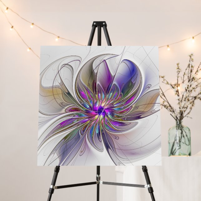 Energetic, Colorful Abstract Fractal Art Flower Foam Board (In Situ (Stand))