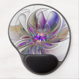 Energetic, Colorful Abstract Fractal Art Flower Gel Mouse Pad