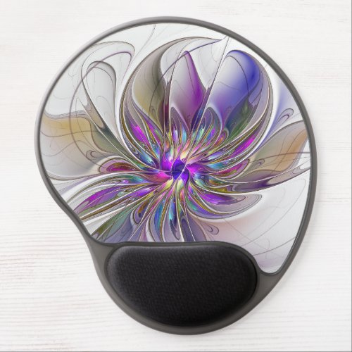 Energetic Colorful Abstract Fractal Art Flower Gel Mouse Pad