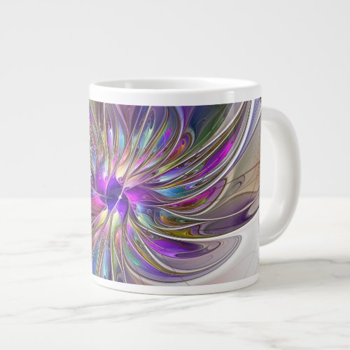 Energetic Colorful Abstract Fractal Art Flower Giant Coffee Mug