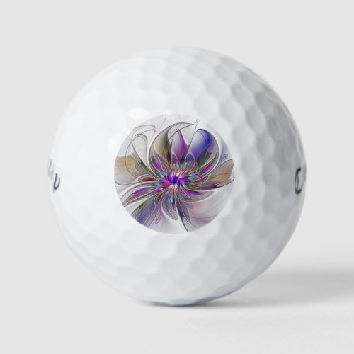 Energetic Colorful Abstract Fractal Art Flower Golf Balls