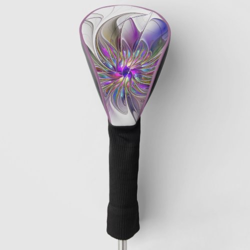 Energetic Colorful Abstract Fractal Art Flower Golf Head Cover
