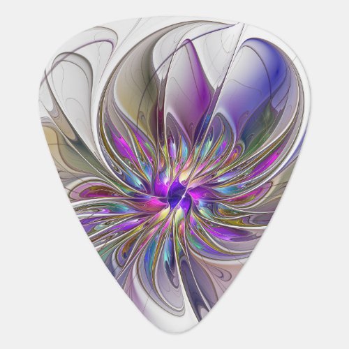 Energetic Colorful Abstract Fractal Art Flower Guitar Pick