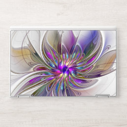 Energetic, Colorful Abstract Fractal Art Flower HP Laptop Skin