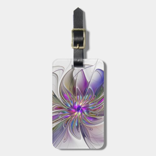 Energetic Colorful Abstract Fractal Art Flower Luggage Tag