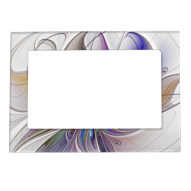 Energetic, Colorful Abstract Fractal Art Flower Magnetic Frame (Front)