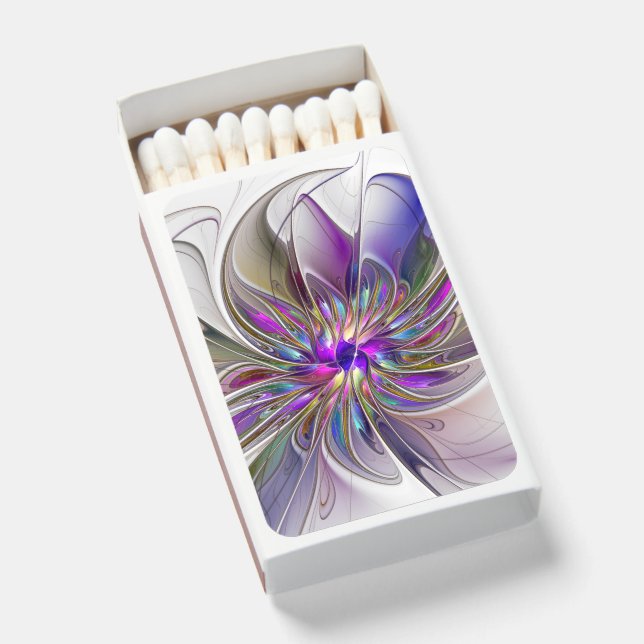 Energetic, Colorful Abstract Fractal Art Flower Matchboxes (Front Open)