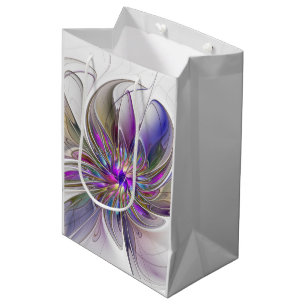 Energetic, Colorful Abstract Fractal Art Flower Medium Gift Bag