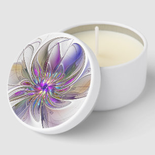 Energetic, Colorful Abstract Fractal Art Flower Mini Candle Favors
