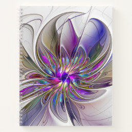 Energetic, Colorful Abstract Fractal Art Flower Notebook