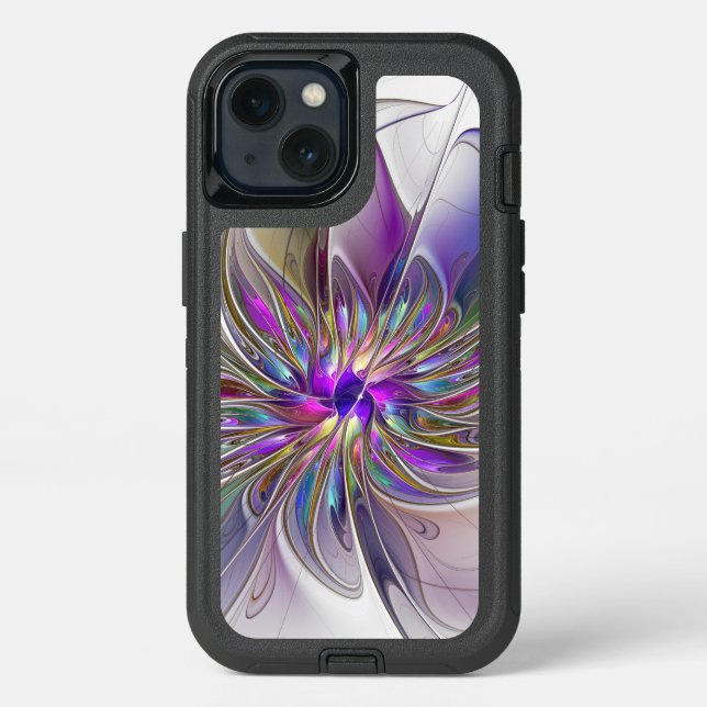 Energetic, Colorful Abstract Fractal Art Flower Otterbox iPhone Case (Back)