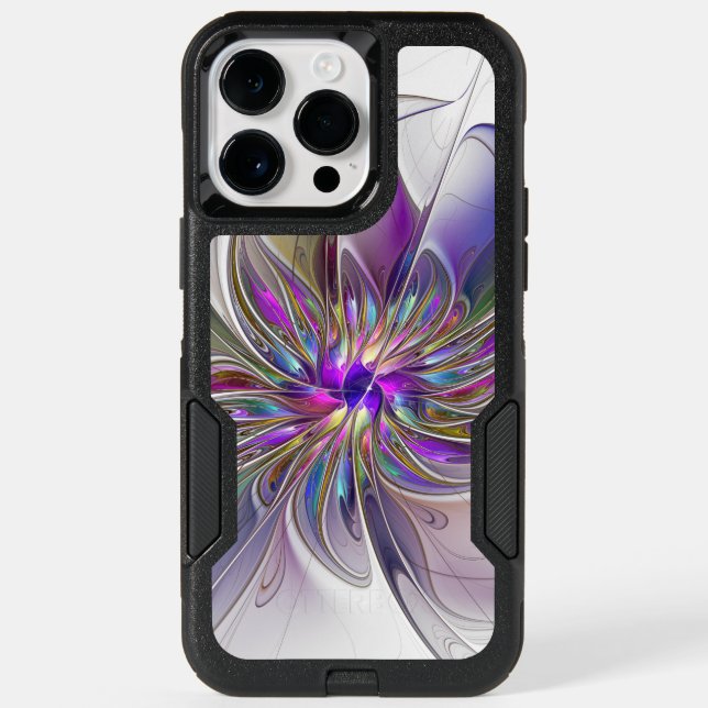 Energetic, Colorful Abstract Fractal Art Flower Otterbox iPhone Case (Back)
