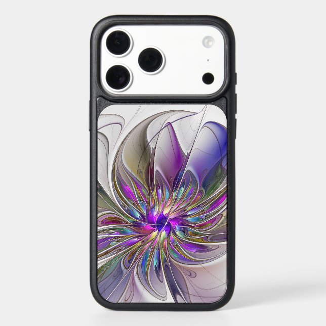Energetic, Colorful Abstract Fractal Art Flower Otterbox iPhone Case (Back)