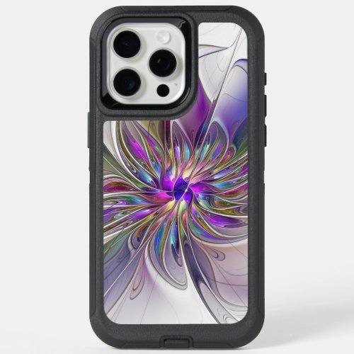 Energetic Colorful Abstract Fractal Art Flower iPhone 15 Pro Max Case
