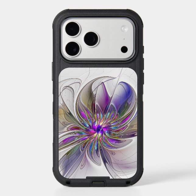 Energetic, Colorful Abstract Fractal Art Flower Otterbox iPhone Case (Back)
