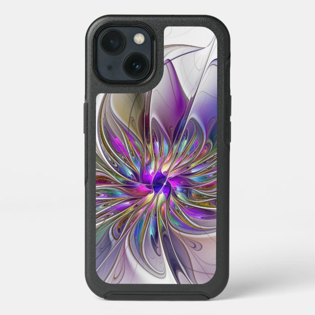 Energetic, Colorful Abstract Fractal Art Flower Otterbox iPhone Case (Back)